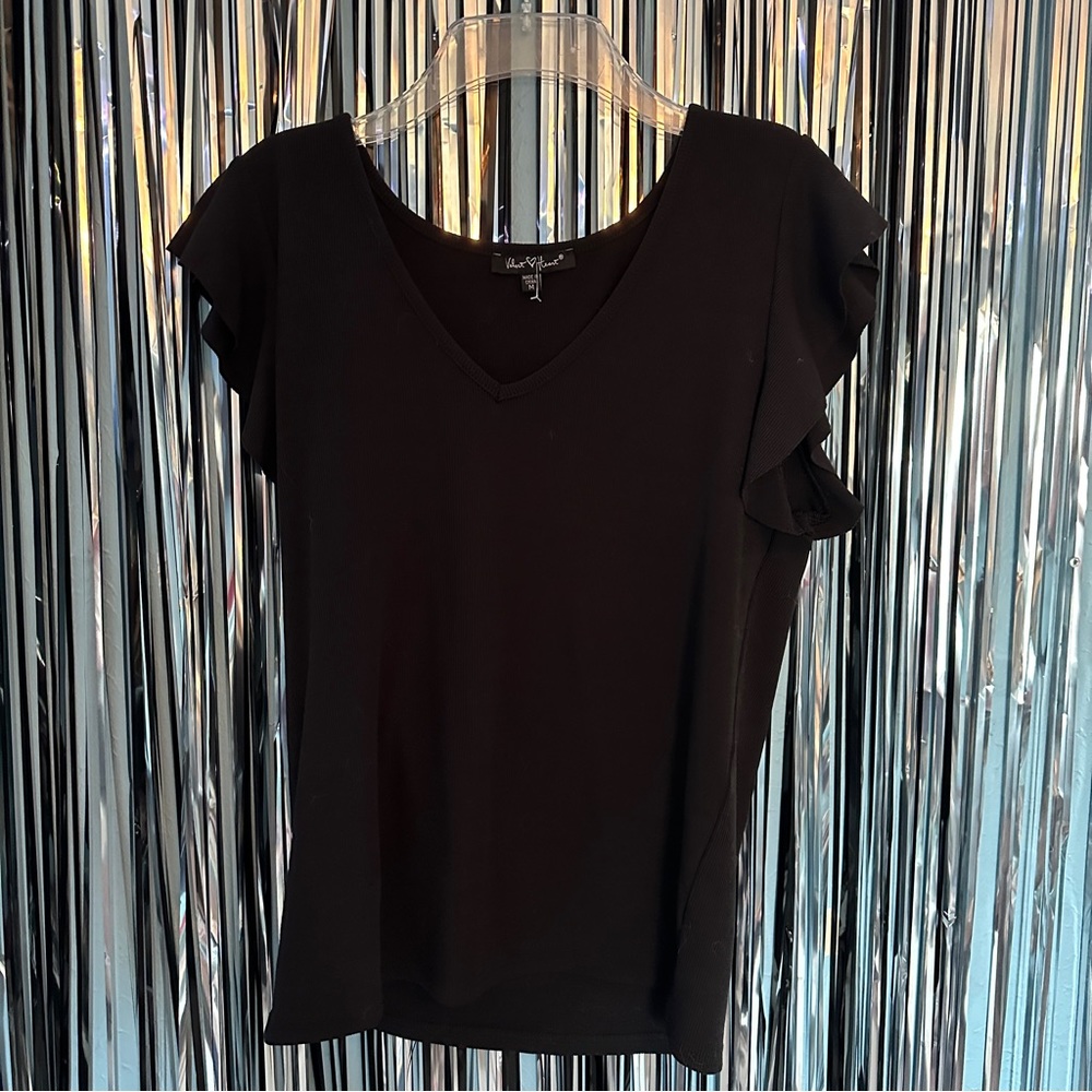 Black Blouse with Ruffle Sleeves